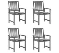 4x Chaises de Jardin avec Coussins Gris Bois d'Acacia Massif Extérieur vidaXL