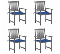 4x Chaises de Jardin avec Coussins Gris Bois d'Acacia Massif Extérieur vidaXL