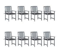 4x Chaises de Jardin avec Coussins Gris Bois d'Acacia Massif Extérieur vidaXL