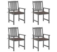 4x Chaises de Jardin avec Coussins Gris Bois d'Acacia Massif Extérieur vidaXL