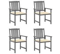 4x Chaises de Jardin avec Coussins Gris Bois d'Acacia Massif Extérieur vidaXL