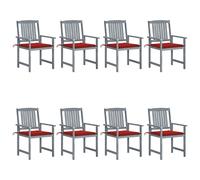 4x Chaises de Jardin avec Coussins Gris Bois d'Acacia Massif Extérieur vidaXL