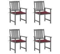 4x Chaises de Jardin avec Coussins Gris Bois d'Acacia Massif Extérieur vidaXL