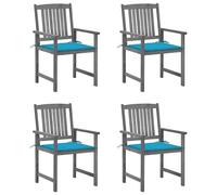 4x Chaises de Jardin avec Coussins Gris Bois d'Acacia Massif Extérieur vidaXL