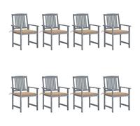 4x Chaises de Jardin avec Coussins Gris Bois d'Acacia Massif Extérieur vidaXL