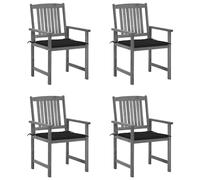 4x Chaises de Jardin avec Coussins Gris Bois d'Acacia Massif Extérieur vidaXL