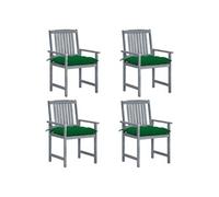 4x Chaises de Jardin avec Coussins Sièges de Patio Chaises de Terrasse Sièges d'Extérieur Chaises de Plage Camping Gris Bois d'Acacia Massif