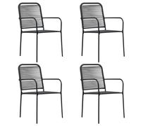 Vidaxl Chaises De Jardin Lot De 4 Corde En Coton Et Acier Noir