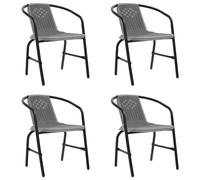 4x Chaises de Jardin Rotin de Plastique et Acier 110 kg Extérieur vidaXL