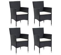 Vidaxl Chaises De Salle À Manger De Jardin 4 Pcs Résine Tressée Noir Noir