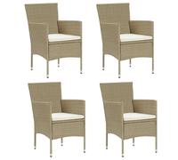 4x Chaises de Salle à Manger de Jardin Résine Tressée Beige Fauteuils vidaXL
