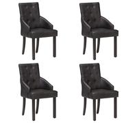 4x Chaises de Salle à Manger Marron Cuir de Chèvre Véritable Cuisine vidaXL
