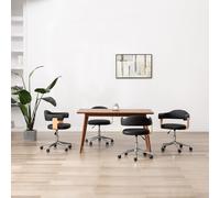 4x Chaises de Salle à Manger Pivotantes Noir Similicuir Dîner Cuisine vidaXL