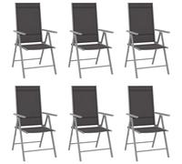 4x Chaises d'Extérieur Aluminium Noir Chaise Longue de Jardin Terrasse vidaXL