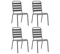 4x Chaises d'Extérieur Design à Lattes Acier Salle à Manger Patio vidaXL