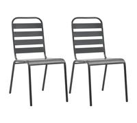 4x Chaises d'Extérieur Design à Lattes Acier Salle à Manger Patio vidaXL