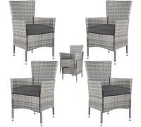 4x chaises en polyrotin avec coussin d'assise 7cm max 160kg fauteuil extérieur