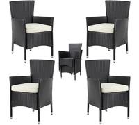 4x chaises en polyrotin avec coussin d'assise 7cm max 160kg fauteuil extérieur