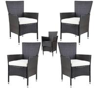 4x chaises en polyrotin avec coussin d'assise 7cm max 160kg fauteuil extérieur