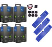 4x chambre à air Schwalbe 16 pouces valve auto 47-305/62-305 + démonte-pneu