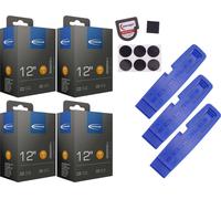 4x Chambre à air Schwalbe 54-203 (12x2.10) DV 32mm valve Dunlop + démonte-pneu