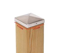 4x Chapeau de Poteau en Acier Inoxydable Pyramidal 111x111 mm - Antirouille - Pour Poteaux en Bois 110x110 mm - Couvre-Poteau avec Trous de Fixation - Protection Extérieure