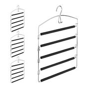 4X Cintre Multiple en métal Peu encombrant rembourré pour Robes Pantalons HxlxP: 44,5 x 37 x 2,7 cm, Argent/Noir