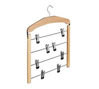 Relaxdays 4X Cintres Multiple en Bois pour Robes Pantalons antidérapant HxlxP: 45,5 x 39 x 2,5 cm,Nature/Argent