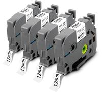 4X Compatible pour Brother TZe-S231 TZeS231 TZS231 Tz 12mm x 8m Laminé Adhésif Puissant Ruban Noir sur Blanc pour Brother PT-H100LB E110 H107B H200 1250S H101C D400 E300VP 1000 1005 1010