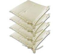 Detex® 4X Coussins de Chaise Crème Sydney Outdoor Hydrofuge 45 x 40 x 6 cm Coussin d'assise Garniture Chaise de Jardin