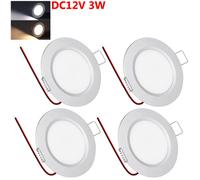 4x DC 12V LED Spot encastrable Camping-car LED Spot à intensité variable, Plafonnier LED plat,3W 15LEDs Spots de plafond pour RV Bateau Caravane Armoire,Blanc chaud