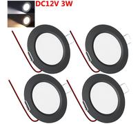 4x DC 12V LED Spot encastrable Camping-car LED Spot à intensité variable, Plafonnier LED plat,3W 15LEDs Spots de plafond pour RV Bateau Caravane Armoire,Blanc froid