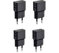 4X Double Chargeur Usb 12W / 2400Ma Pro Series Alimentation Universelle Adaptée Pour Téléphone Portable, Batterie Externe Et Enceinte Bluetooth (90°, Double Sortie Usb) Noir/Blanc