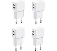 4X Double Chargeur Usb 12W / 2400Ma Pro Series Alimentation Universelle Adaptée Pour Téléphone Portable, Batterie Externe Et Enceinte Bluetooth (90°, Double Sortie Usb) Noir/Blanc