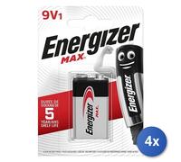 4X Energizer Max - Pile Alcaline Jetable 9V