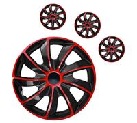4X Enjoliveurs 16" Pour Disques 16 Pouces Rouge / Noir Neuf Quad Lot De 4 Pcs