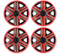 4x Enjoliveurs ACTION ROUGE NOIR 15 Pouces Universel Voiture Pour Auto Fiat 15''