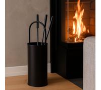 4X Ensemble D'Accessoires De Cheminée Noir Outils De Cheminée Ensemble De Poêle