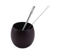 4X Ensemble de Thé en Bois Yerba Gourd Mate à la Main en Bois Naturel Café Tasse à Eau Mate avec Cuillère Paille Bombilla Brosse 200 Ml (Profond)