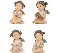 4x FADEDA ange assis / hauteur:10 cm / peint à la main / figurines de crèche détaillées - Noël Table Décoration Accessoires crèche