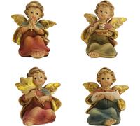 4x FADEDA ange assis / hauteur:6 cm / peint à la main / figurines de crèche détaillées - Noël Table Décoration Accessoires crèche