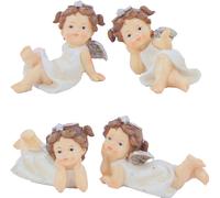 4x FADEDA ange couché / hauteur:9 cm / peint à la main / figurines de crèche détaillées - Noël Table Décoration Accessoires crèche