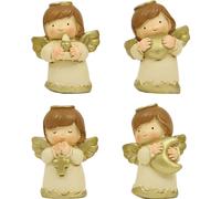 4x FADEDA Ange enfantin avec auréole / Hauteur:6 cm / peint à la main / Figurines de crèche détaillées - Noël Table Décoration Accessoires de crèche