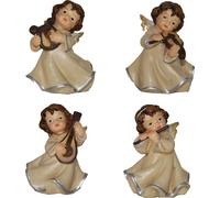 4x FADEDA ange musicien, avec fil / hauteur:5 cm / peint à la main / figurines de crèche détaillées - Noël Table Décoration Accessoires de crèche