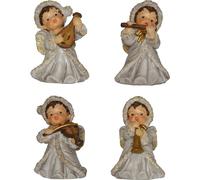 4x FADEDA angelots d'hiver avec fil / hauteur:5 cm / peints à la main / figurines de crèche très détaillées - Noël Table Décoration Accessoires crèche