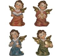 4x FADEDA Petits anges avec fil d'or / hauteur:5 cm / peints à la main / figurines de crèche détaillées - Noël Table Décoration Accessoires de crèche