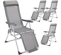 4x Fauteuil de jardin pliable, Chaise longue terrasse pliante, Dossier réglable
