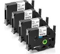 4x Fimax TZe-231 Ruban Compatible avec TZ Tze231 Brother P-touch Tape Cassette Etiqueteuse 12mm 0.47 laminated White,pour Etiquette Brother P touch PT-H110LB PT-H107 H100R E100 E200 D410 D210 H105