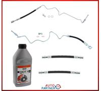 4x Flexible de Frein Arrière + le Liquide DOT4 Pour VW Golf IV Bora Neuve Beetle