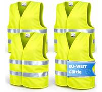4x gilets de sécurité réfléchissants haute visibilité jaunes ISO 20471-2026 pour voitures et camions, équipement obligatoire d’urgence et dépannage, conforme normes européennes, accessoire routier